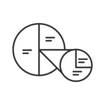Pie of pie chart line black icon. Record keeping concept. Visual comparison o Illustrazione stock