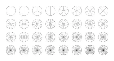 Pie, pizza charts template set. Segmented charts from 1 to 32 collection. イラスト素材
