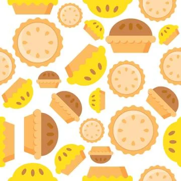 Pie Seamless pattern bakery product flat design Stock Illustration