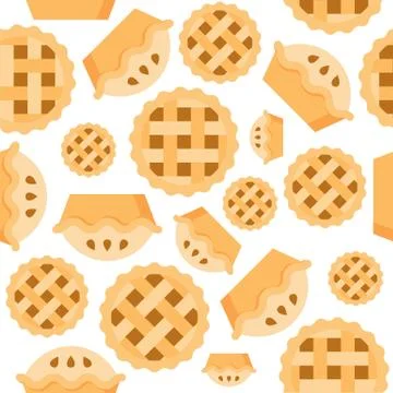 Pie Seamless pattern bakery product flat design Stock Illustration