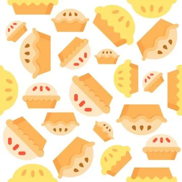 Pie Seamless pattern bakery product flat design Stock Illustration