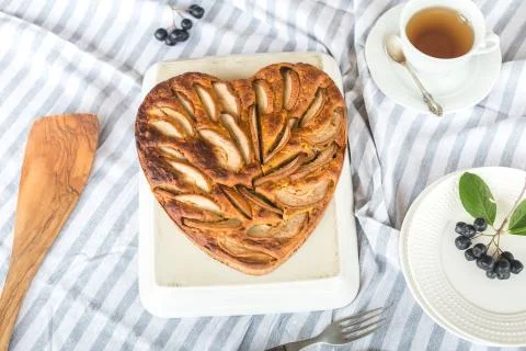 Pie in the shape of heart Stock Photos