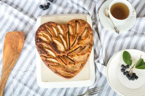 Pie in the shape of heart Stock Photos