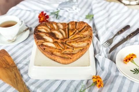 Pie in the shape of heart Stock Photos