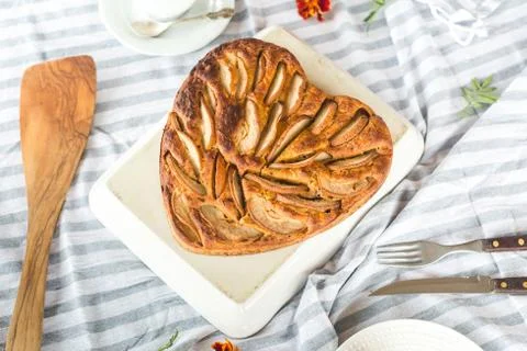 Pie in the shape of heart Stock Photos