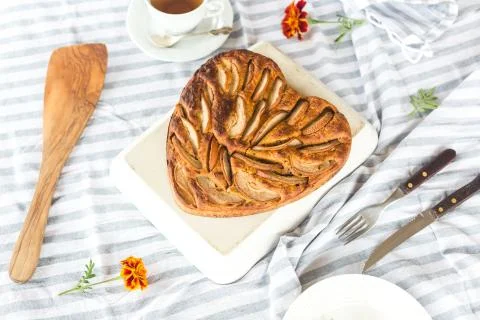 Pie in the shape of heart Stock Photos