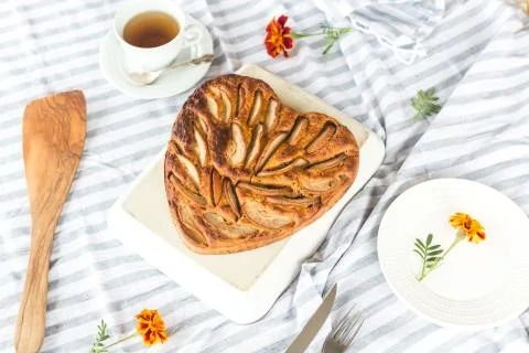 Pie in the shape of heart Stock Photos