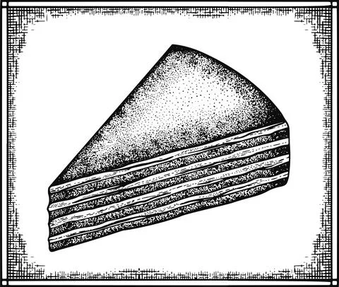 Pie sketch and etching vector illustration. Homemade bakery engraving for menu Stock Illustration