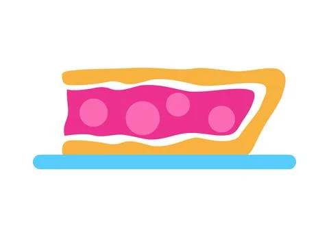Pie slice with berry isolated on white background. Stock Illustration