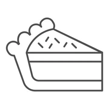 Pie slice thin line icon. Cake dessert piece, cheesecake symbol, outline style Stock Illustration