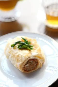 Pie with tea Stock Photos