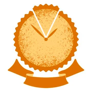 Pie time. Logo for the bakery. Cake - a symbol clock with hands. Ribbon Stock Illustration