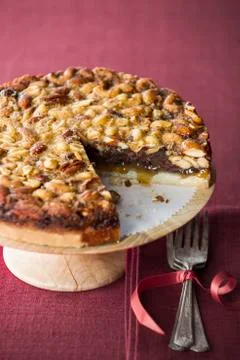 Pie on tray missing slice Stock Photos