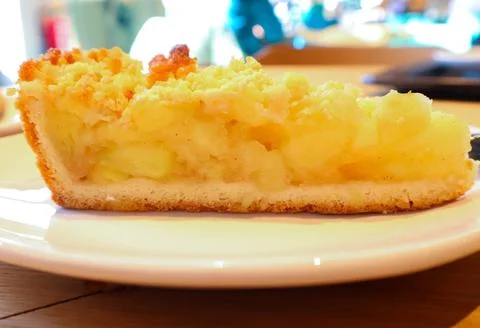 A piece of apple pie close up Stock Photos