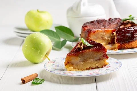 Piece of apple pie inside out. Stock Photos