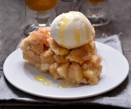 Piece of apple pie Stock Photos