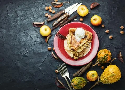 Piece of apple pie Stock Photos
