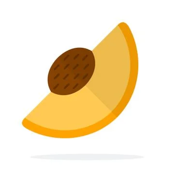 A piece of apricot with a stone vector flat isolated Stock Illustration