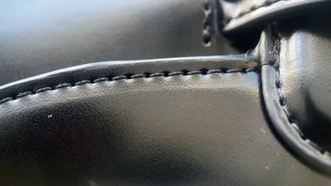 Piece Black Thread Stitched Leather Stock Footage 278233181