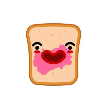 Piece of bread and jam cartoon cute character. 스톡 일러스트
