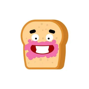 Piece of bread and jam cartoon cute character. Stock Illustration
