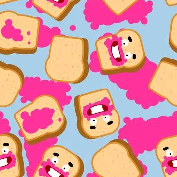 Piece of bread and jam pattern seamless. bread background Illustrazione stock