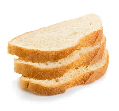 A piece of bread close-up isolated on a white background. Stock Photos