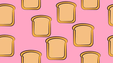 A piece of bread with a crust on a pink background. vector illustration, patt Stock Illustration