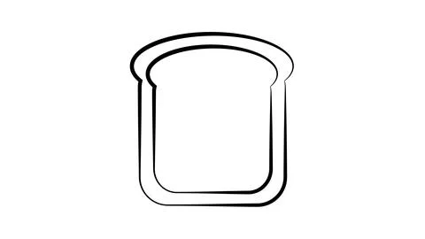 A piece of bread with a crust on a white background. vector black and white i Stock Illustration