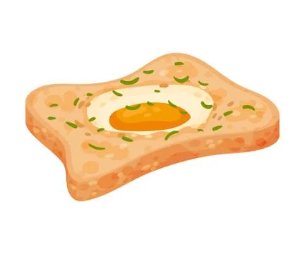 Piece of bread with a fried egg. Vector illustration on a white background. Stock Illustration
