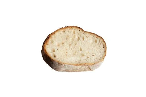 Piece of Bread isolated on white background, homemade bakery concept, top view Stock Photos