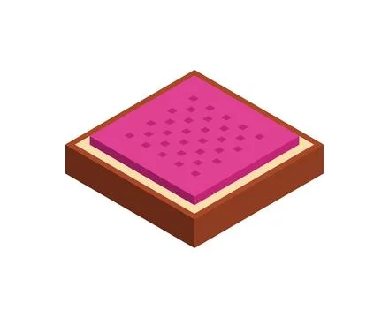 Piece of bread with jam isometric illustration. Fast food isolated Stock Illustration
