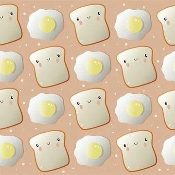 A piece of bread with scrambled eggs. cute children illustration 스톡 일러스트