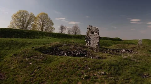 Piece of broken remaining wall. His Majesty's Fort at Crown Point. Stock Footage 273607789
