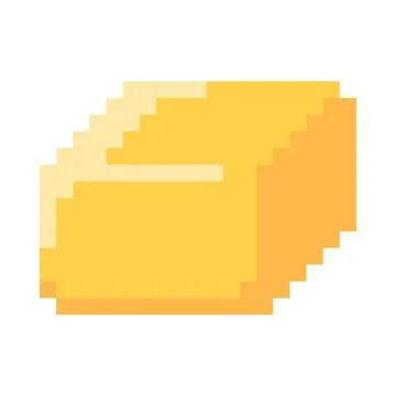 Piece of butter pixel art vector icon, yellow butter bar, margarine, spreads and Stock Illustration