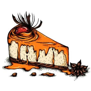 Piece of cake with apricot jam Illustrazione stock