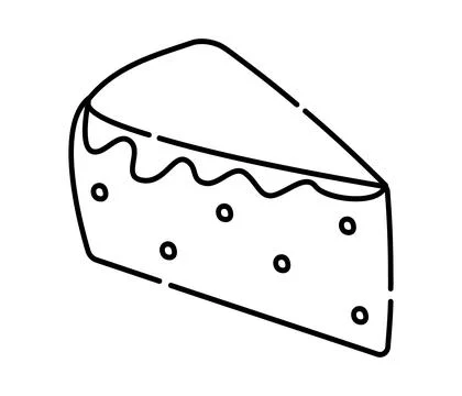 Piece of cake black line illustration Stock Illustration