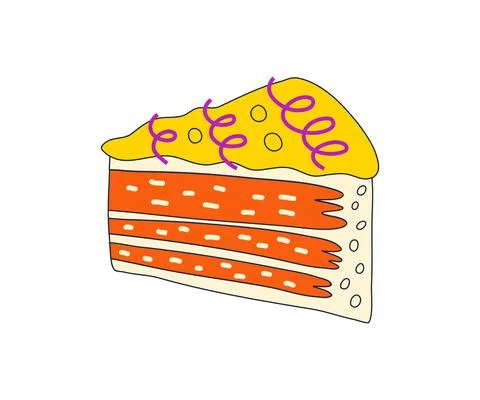Piece of cake. Cartoon simple flat hand drawn style Stock Illustration