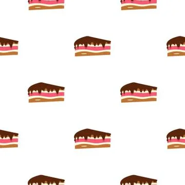 Piece of cake with chocolate cream pattern Illustrazione stock