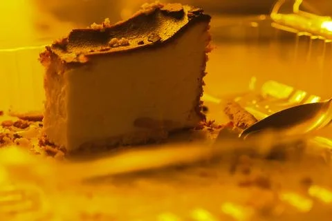 A piece of cake on a colored background Stock Photos