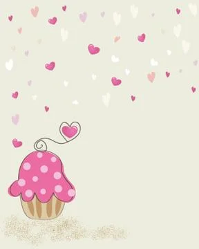 Piece of cake, cupcake vector illustration Stock Illustration