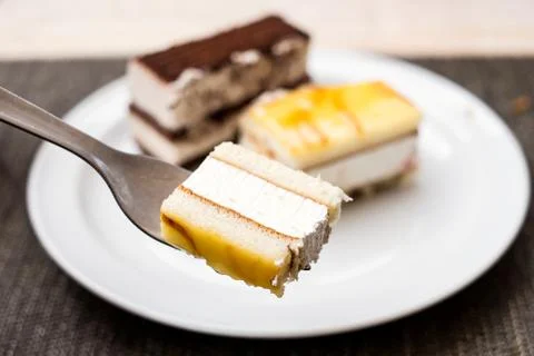 Piece of Cake on a Fork Stock Photos