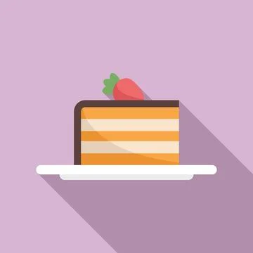 Piece cake icon flat . Slice cheesecake Illustrazione stock