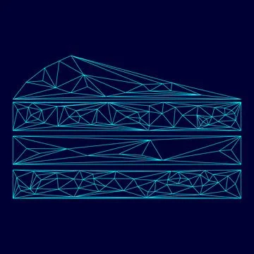 Piece of cake low poly triangulation triangulated polygonal electric cyan blu Stock Illustration