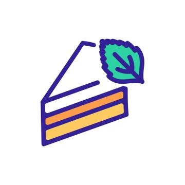 Piece of cake with mint icon vector outline illustration Stock Illustration