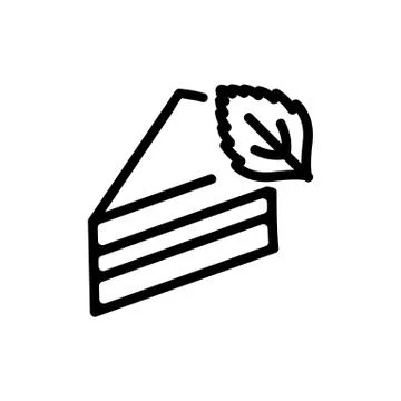 Piece of cake with mint icon vector outline illustration Stock Illustration