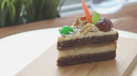 Piece of cake on the plate. Stock Footage 68972927