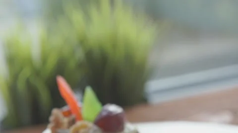 Piece of cake on the plate Stock Footage 68973625