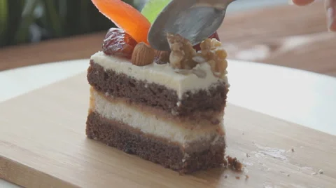 Piece of cake on the plate Stock Footage 68973720