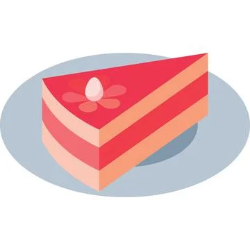 Piece of cake on plate icon vector isolated Stock Illustration